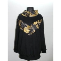 Czarna sportowa bluza z kapturem i kolorowymi wstawkami - złote liście